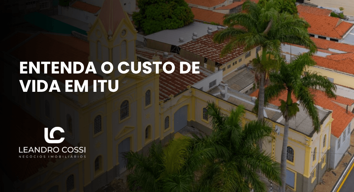 Capa do artigo sobre custo de vida em Itu com vista aérea do centro histórico e título informativo sobre a cidade.