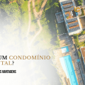 Capa sobre condomínio horizontal mostra uma área residencial vista de cima e destaca suas principais características e vantagens.